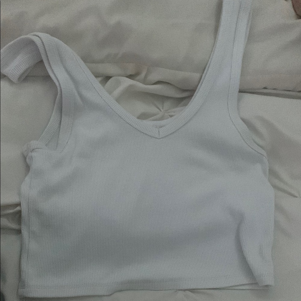 Garage White Ribbed Tank Top